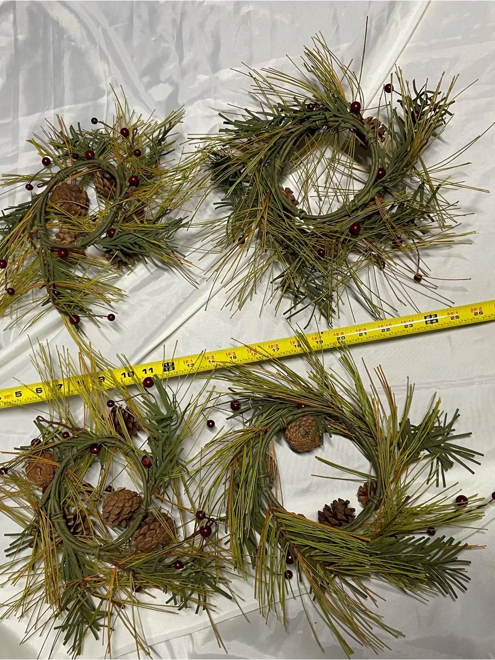 Rustic Pine and Berry Holiday Wreath Set - Green and Brown